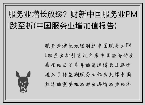 服务业增长放缓？财新中国服务业PMI跌至析(中国服务业增加值报告)